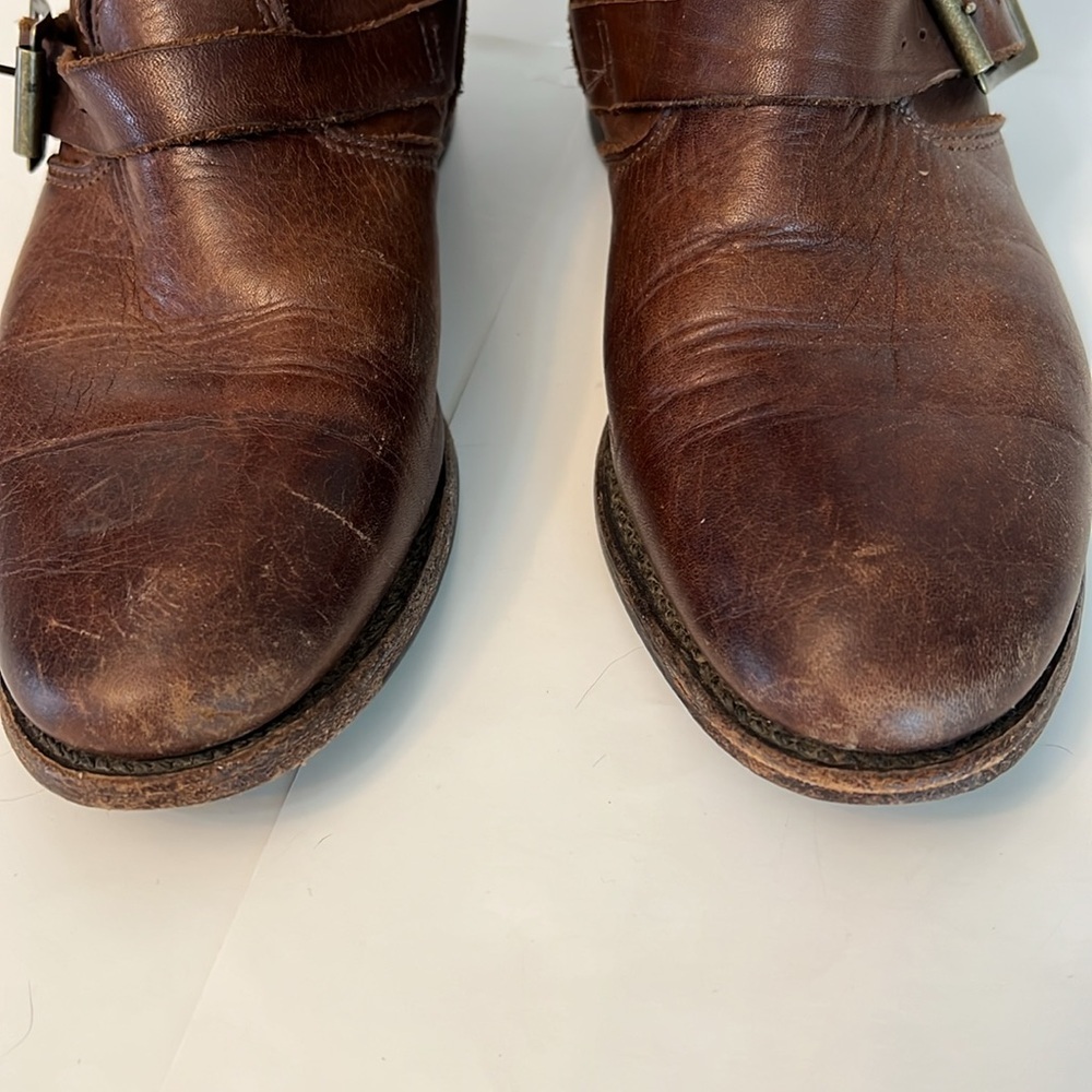 VINTAGE SHOE COMPANY WOMENS SHORT LEATHER BIKER RIDING BOOTS BROWN 7.5 - Picture 8 of 17